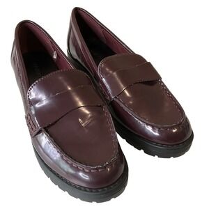 Chunky Lug Penny Loafer Oxblood‎ Burgundy Patent Leather Dark Academia Preppy 7